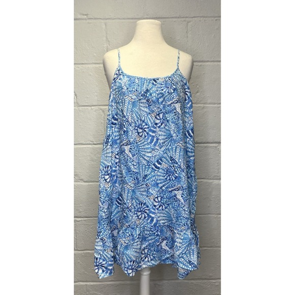 Lilly‎ Pulitzer Jayden Linen Dress Large Amafi Blue by the Seashore Resort Beach - Picture 2 of 11